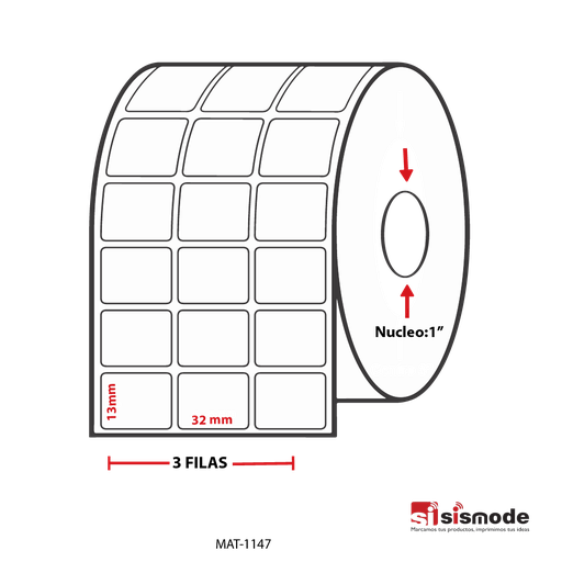 [MAT-1158] ETIQUETAS PARA IMPRESORA POLIPROPILENO  TROQUELADA AVANCE 13MM  ANCHO 32MM  NUCLEO 1" 3 FILA (S) 13875 ETIQ X ROLLO